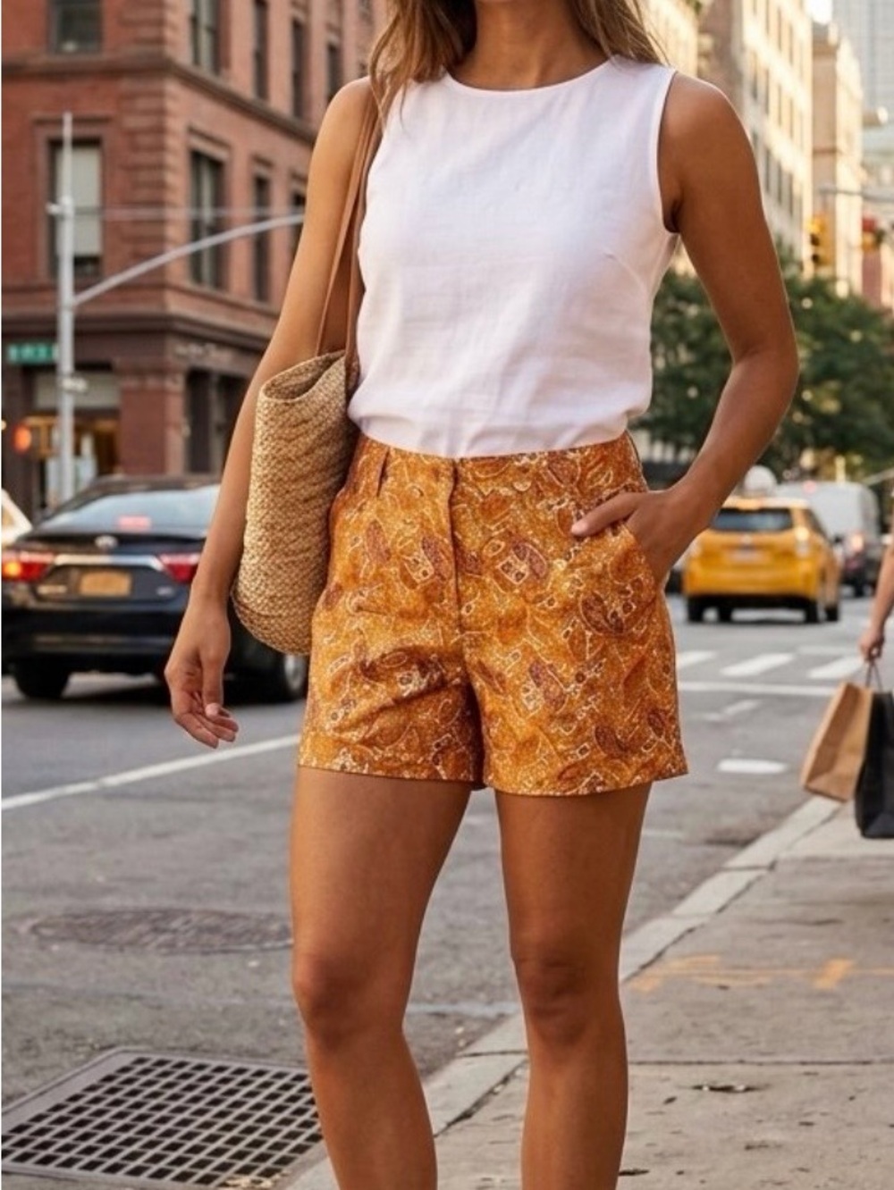 What Goes Around Comes Around Orange Paisley Women's Bermuda Shorts